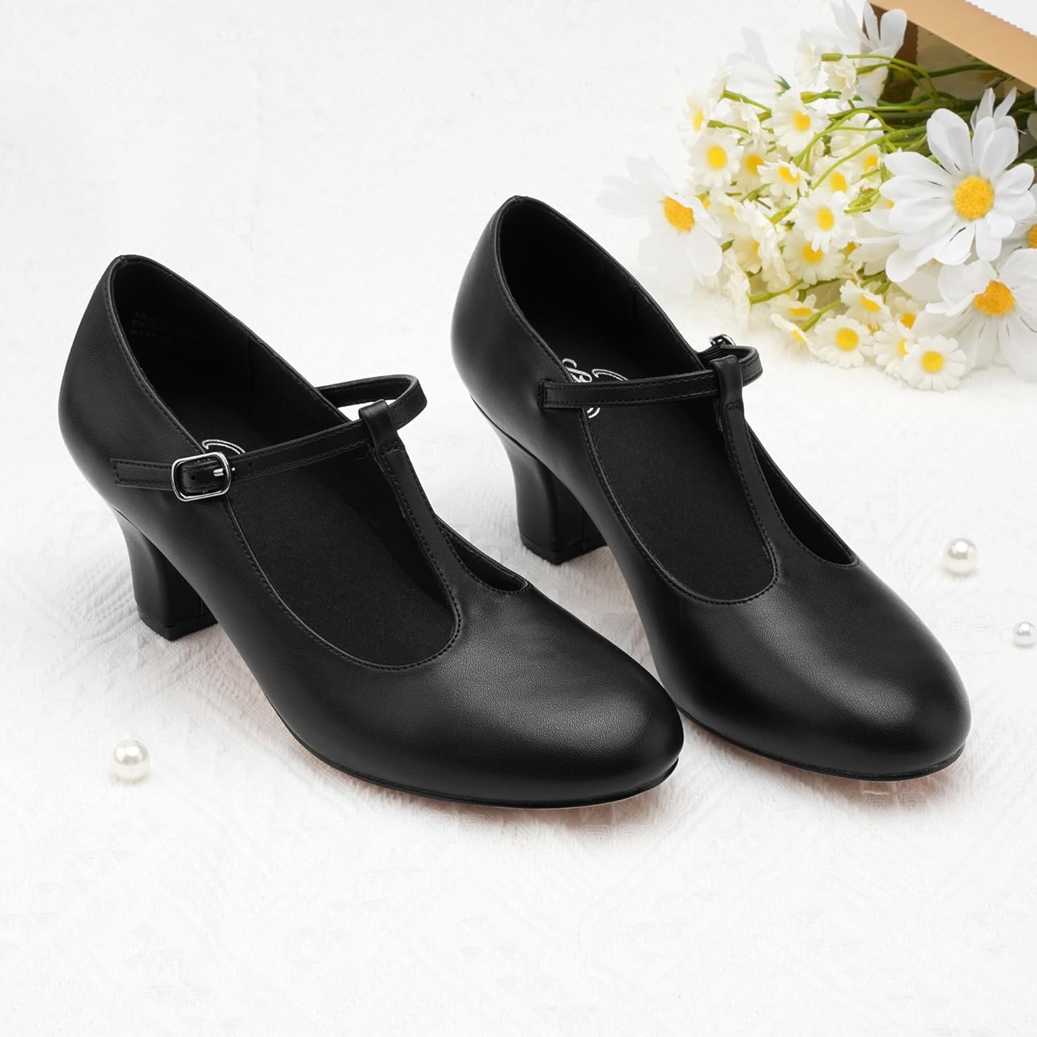 Stelle 2.5 Character Shoes for Women T-Strap Dance Heels for Ballroom Salsa Tango Wedding Flamenco Latin Size 8